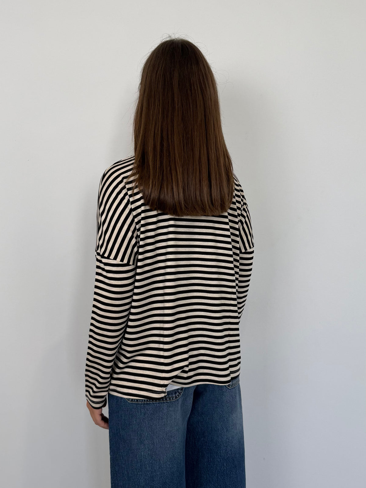 SusyMix - Maglia scatola scollo barca righe nera