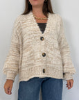 Haveone -Cardigan tre bottoni mélange panna