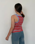 Haveone - Canotta righe rosse contrasto celeste
