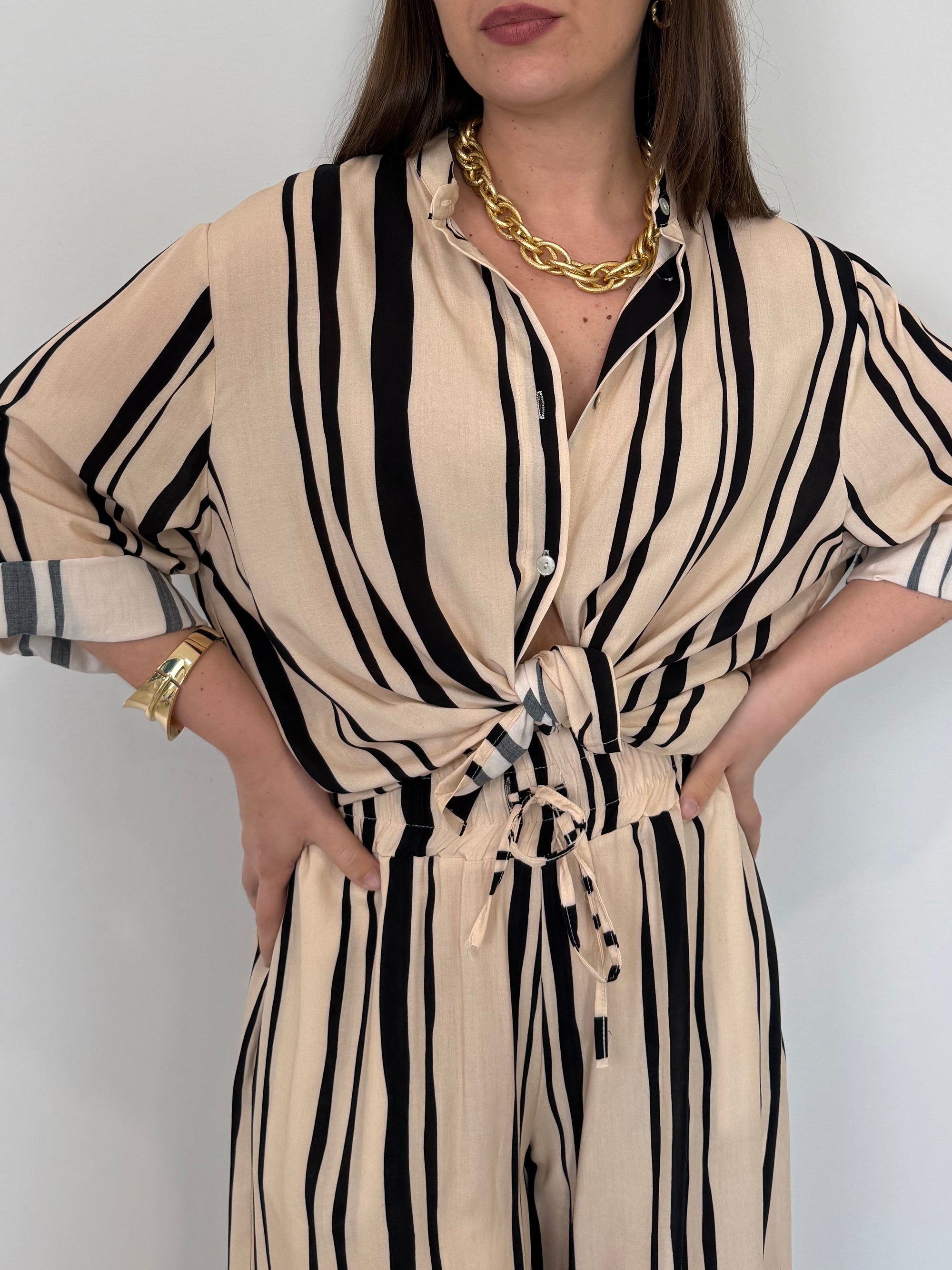 Haveone - Camicia in viscosa riga larga