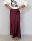 Tensione In - Gonna in satin svasata bordeaux