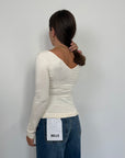 SusyMix - Maglia doppia scollo V burro