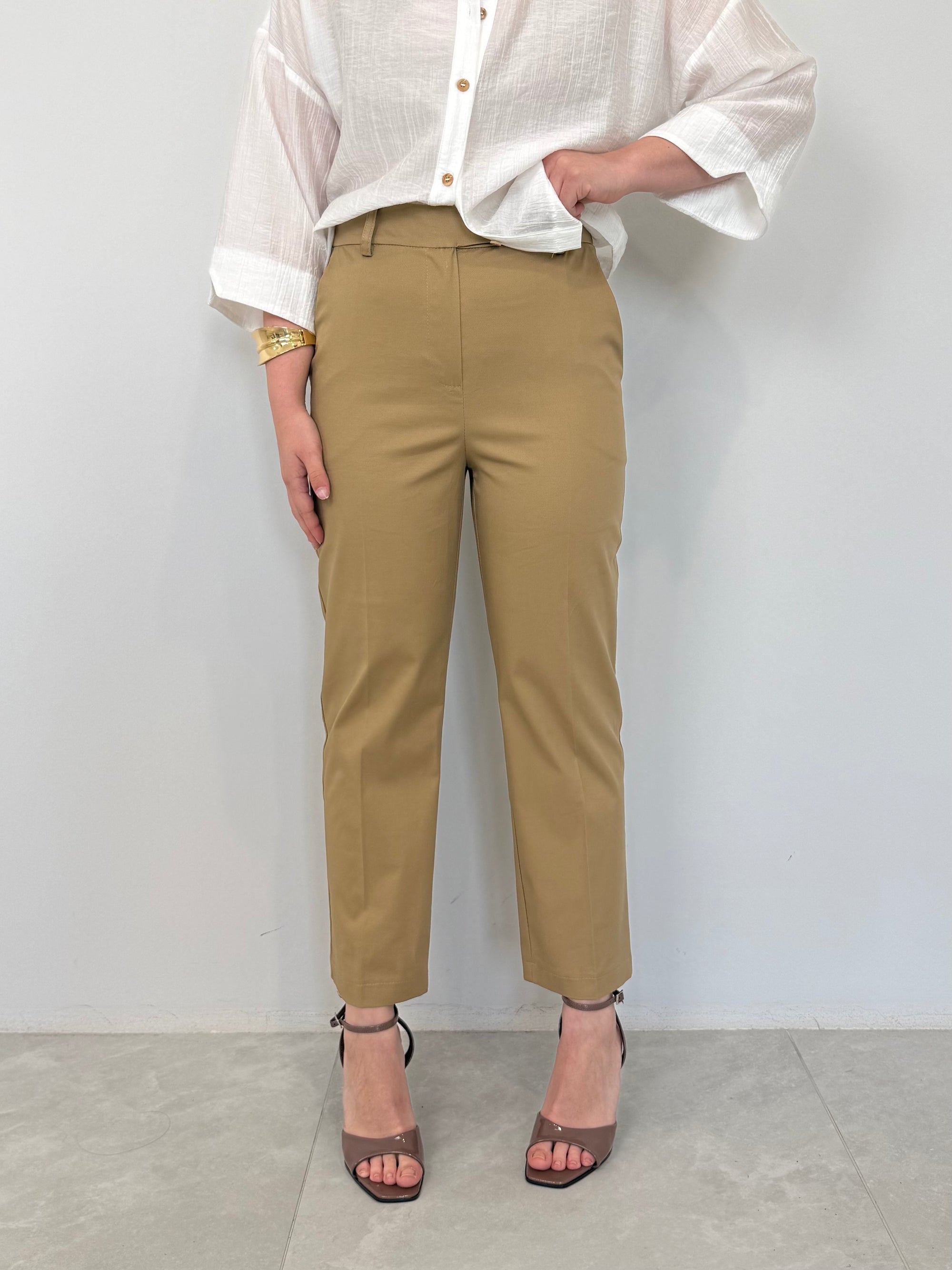 Tensione In - Pantalone sigaretta sabbia