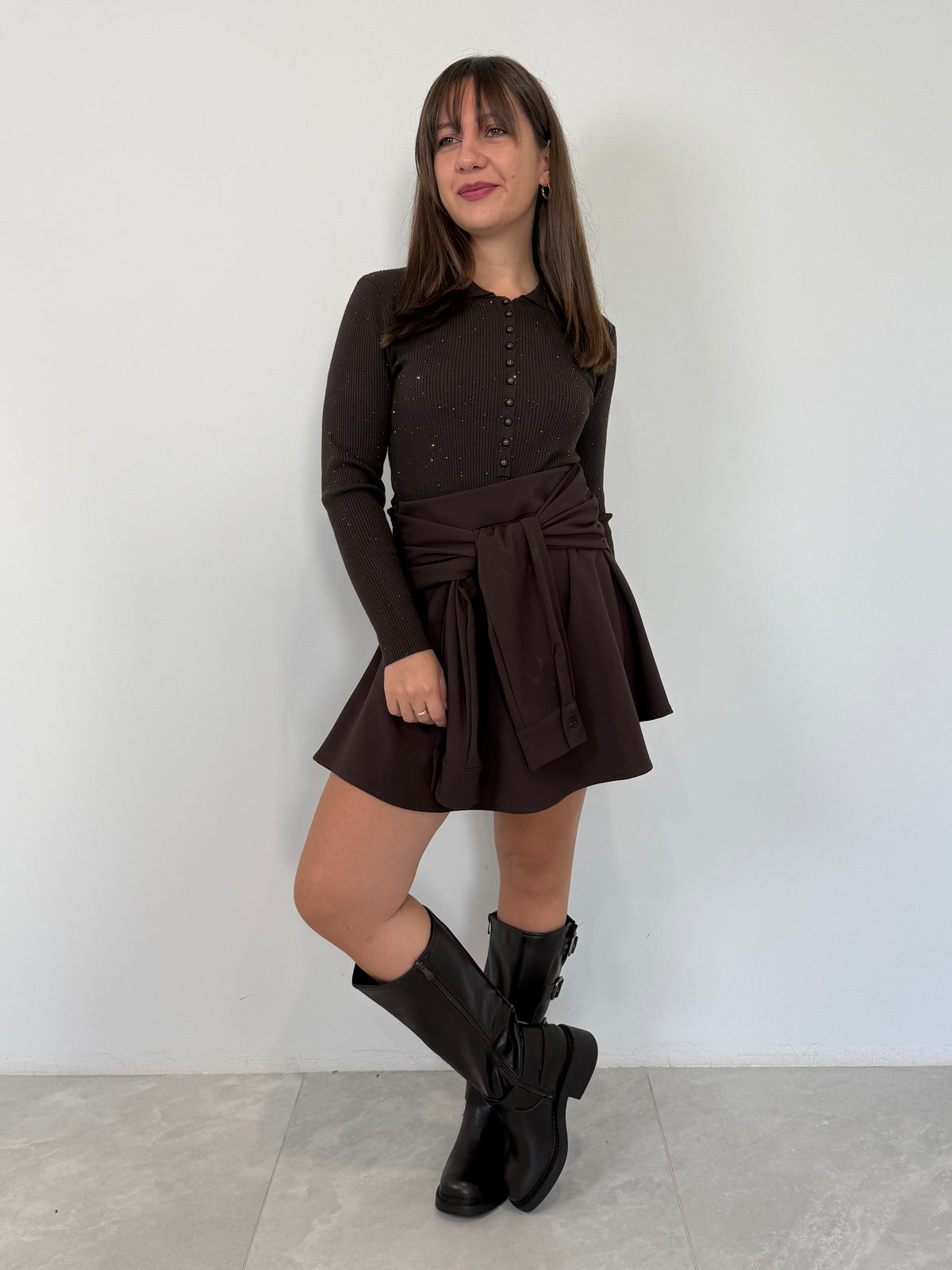 Tensione In - Gonna con maniche camicia moro