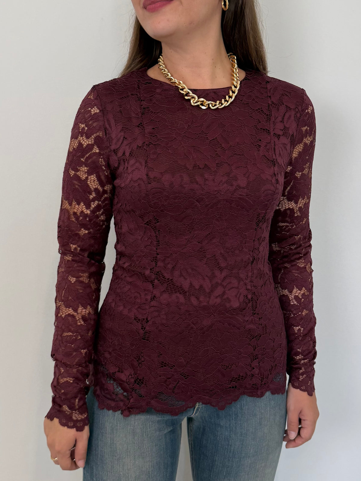 SusyMix - Maglia in pizzo bordeaux