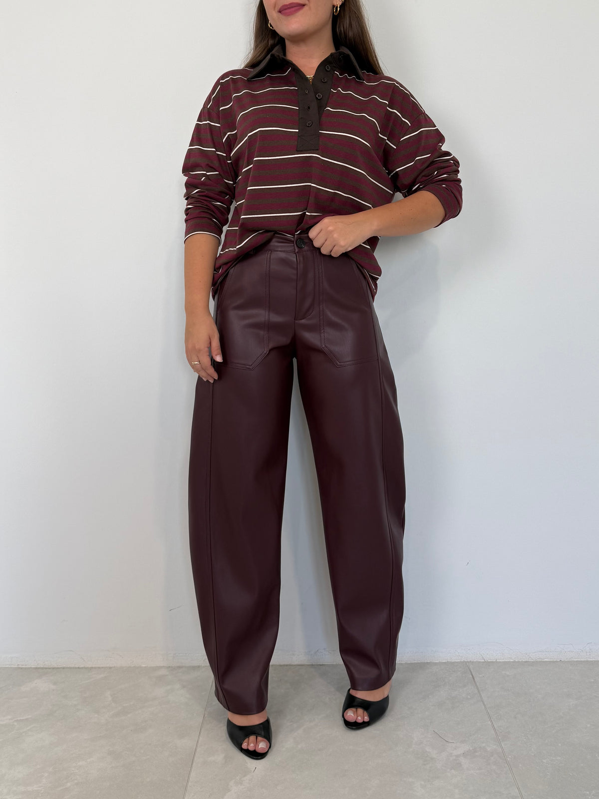 SusyMix - Pantalone similpelle no stellina vino