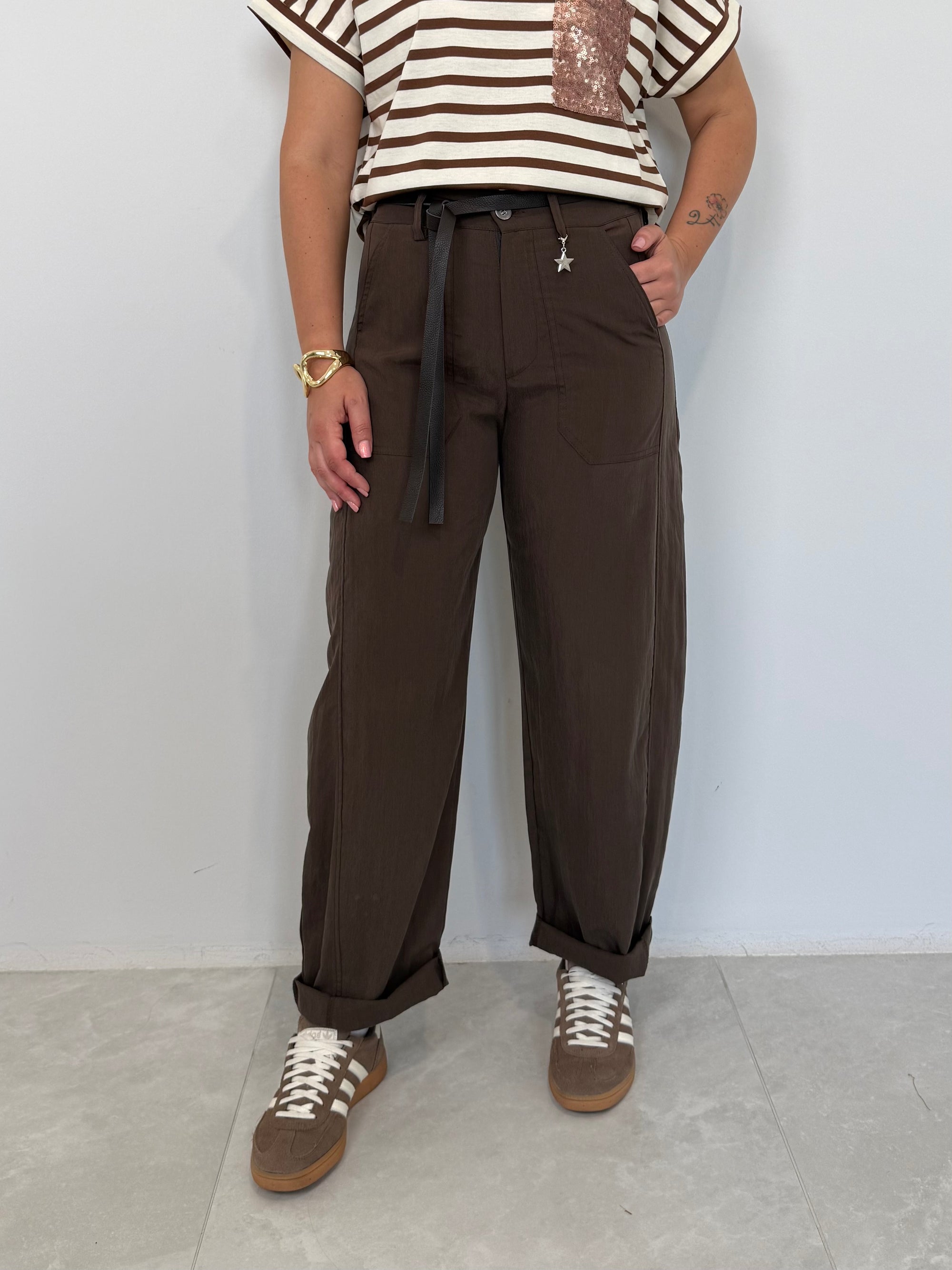 SusyMix - Pantalone stellina paracudete moro