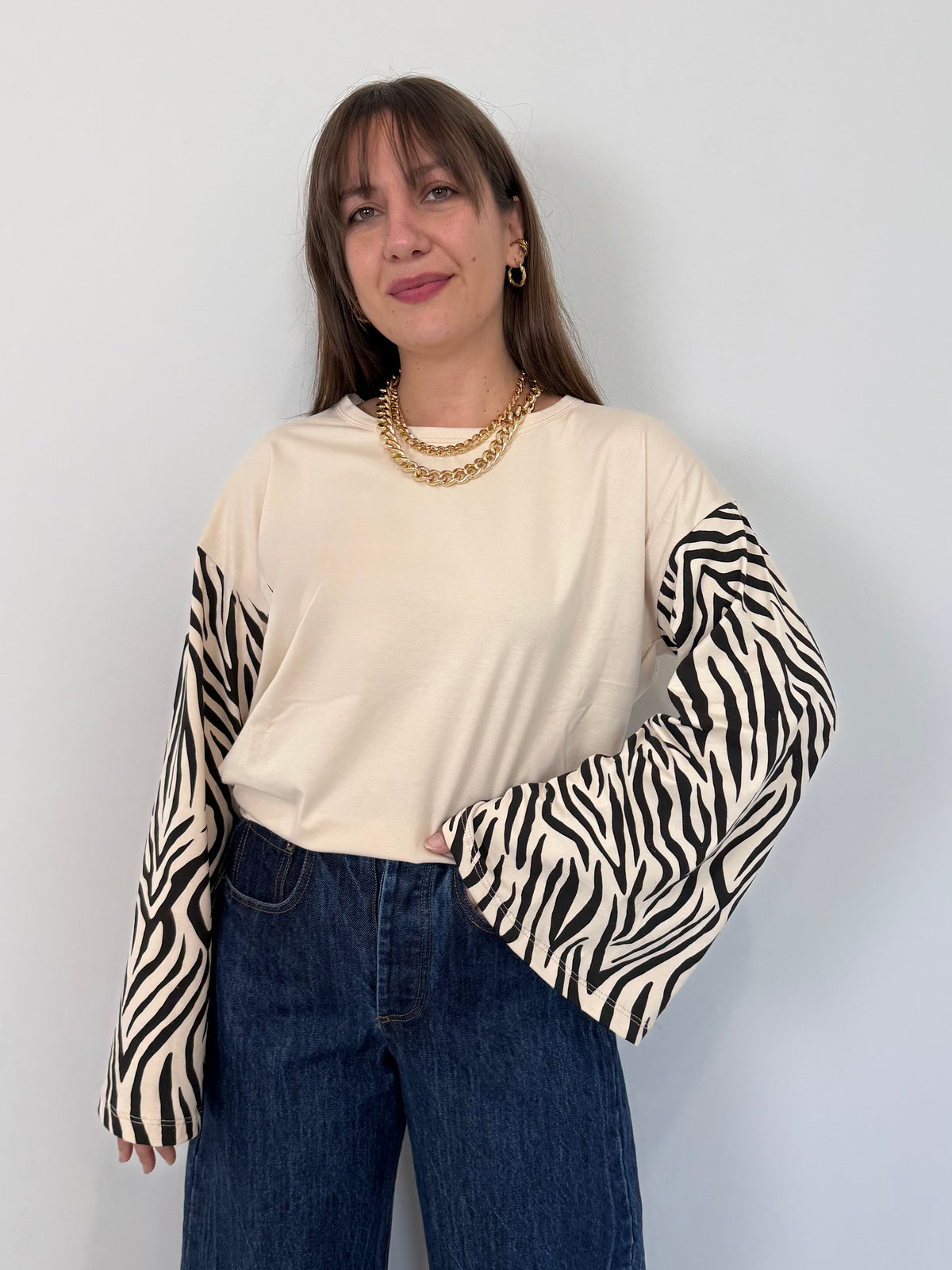 Haveone - Maglia campanella burro zebra