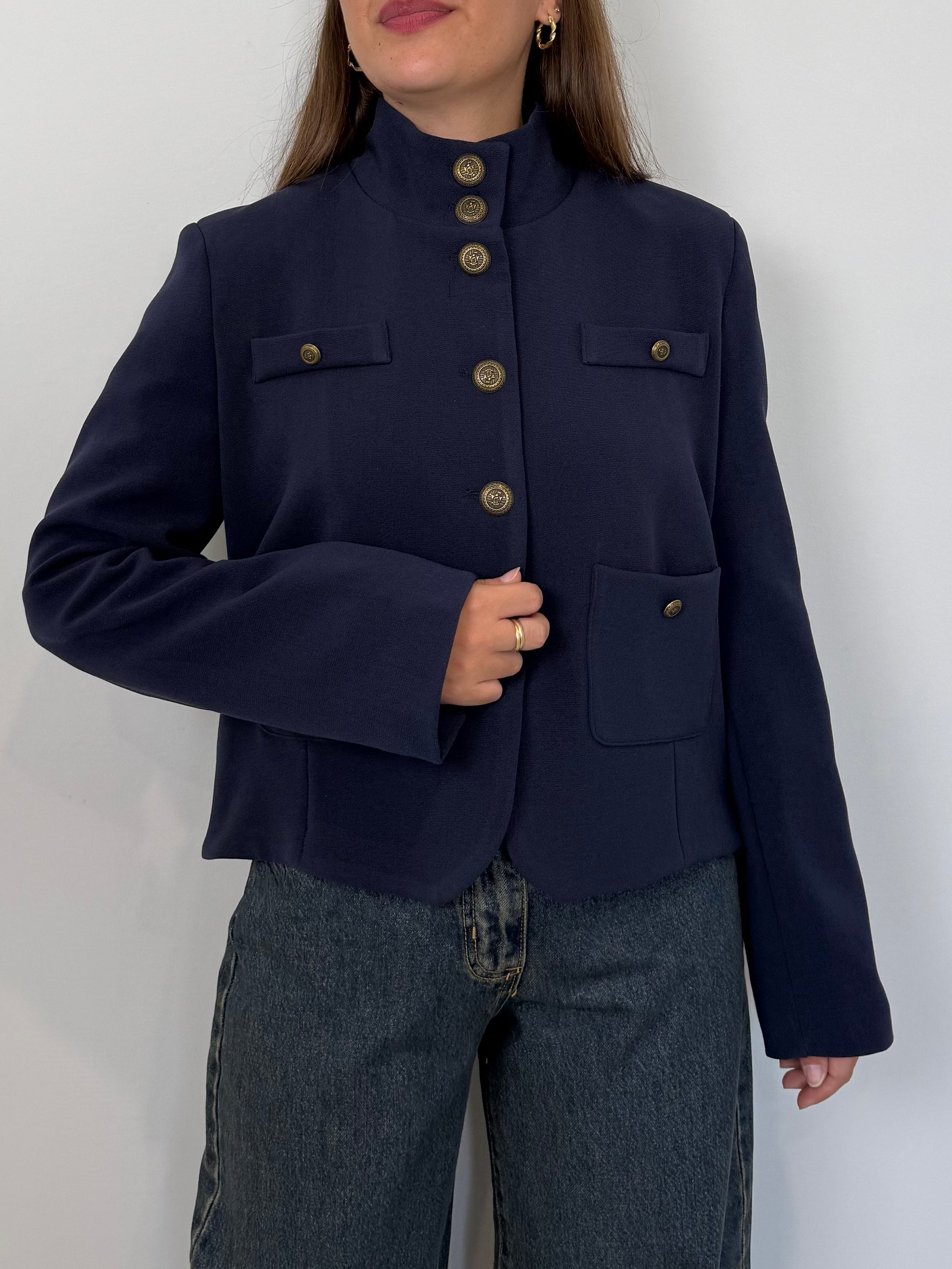 Tensione In - Giacca con bottoni dorati blu