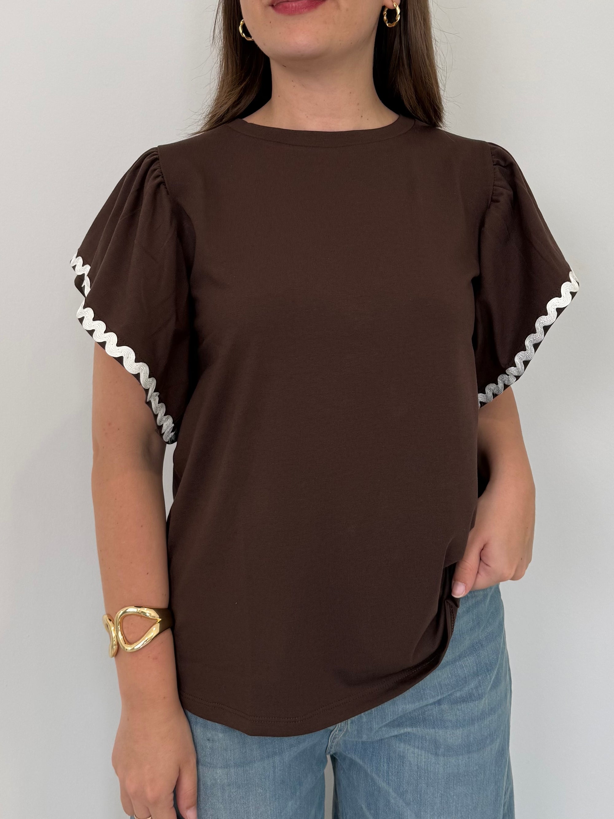 SusyMix - T-shirt moro con onda bianca