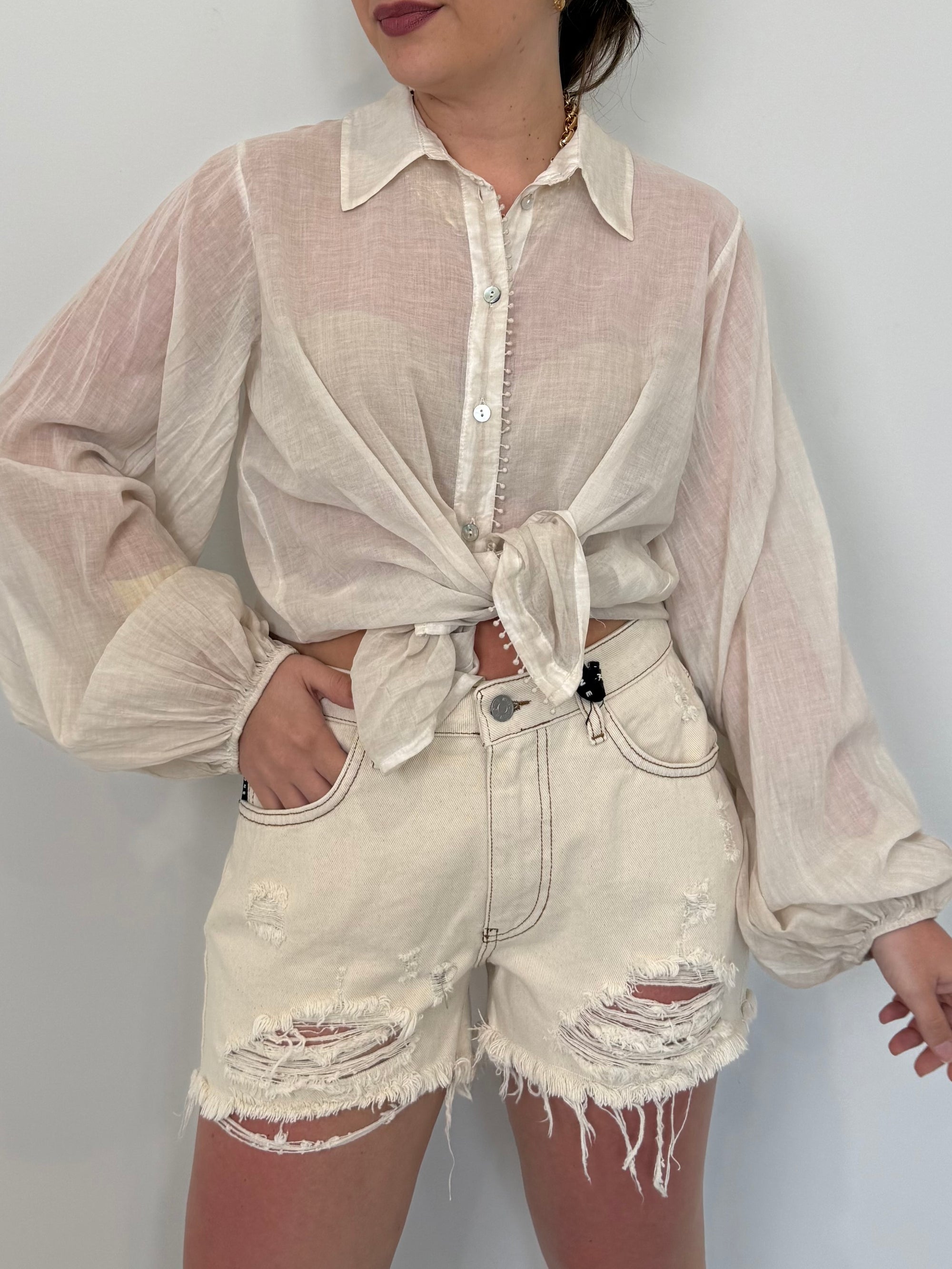 Haveone - Short con taglio vivo naturale