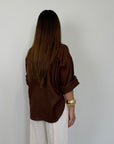 Tensione In - Camicia in lino zigzag moro