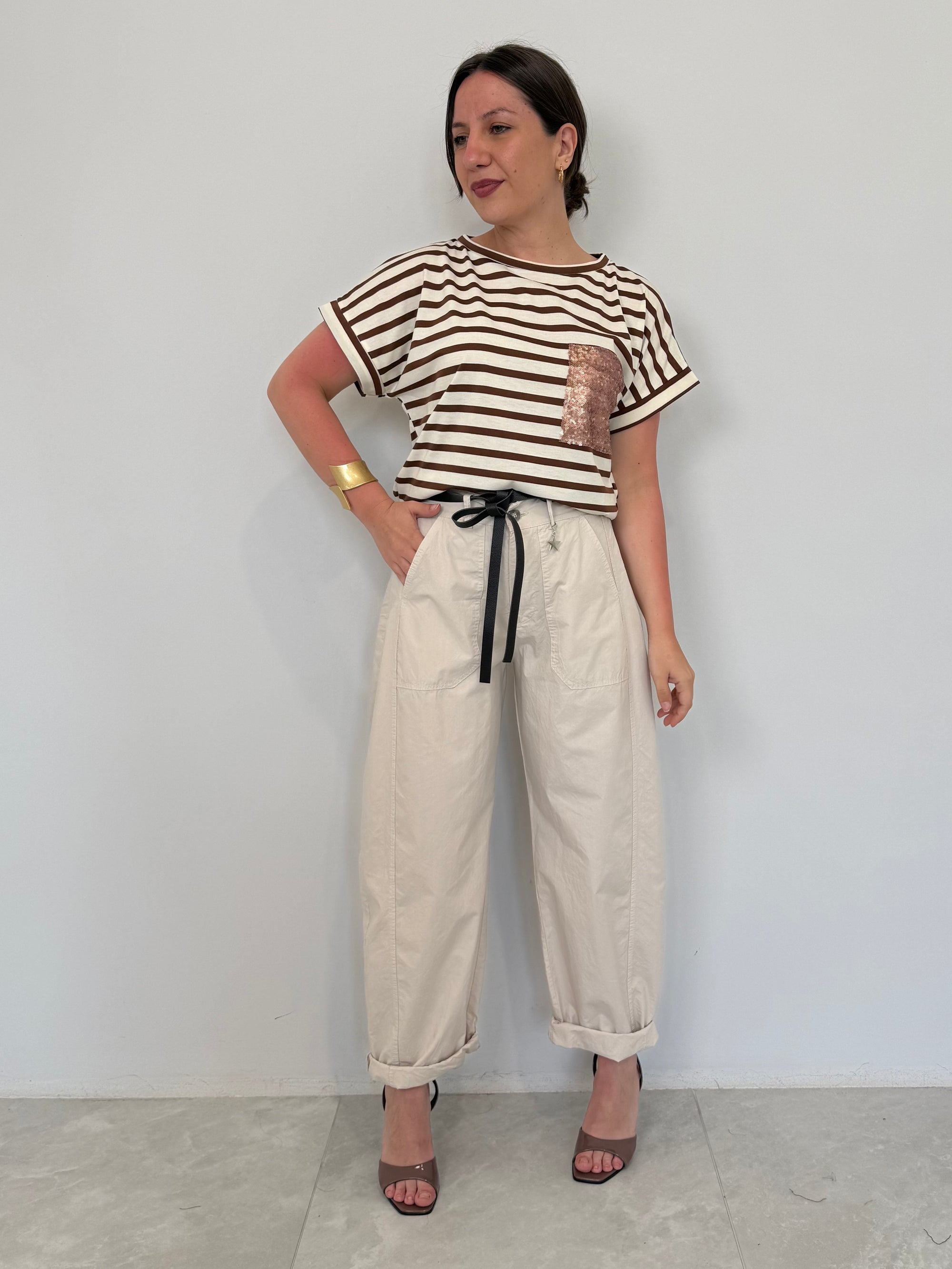 SusyMix - Pantalone con stellina LT beige