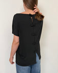 SusyMix - T-shirt con fiocchetti nera