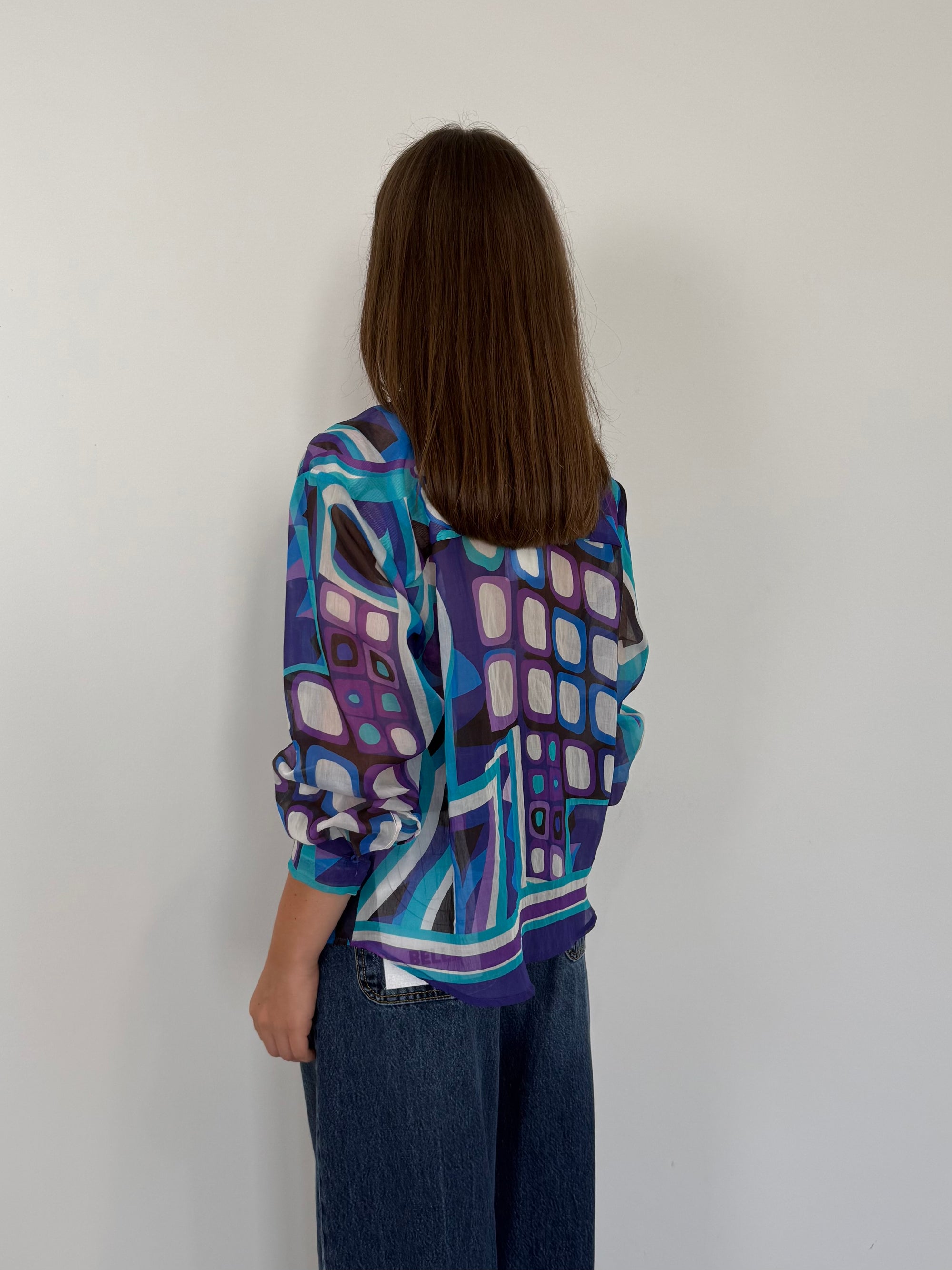 Tensione - Camicia geometrica blu