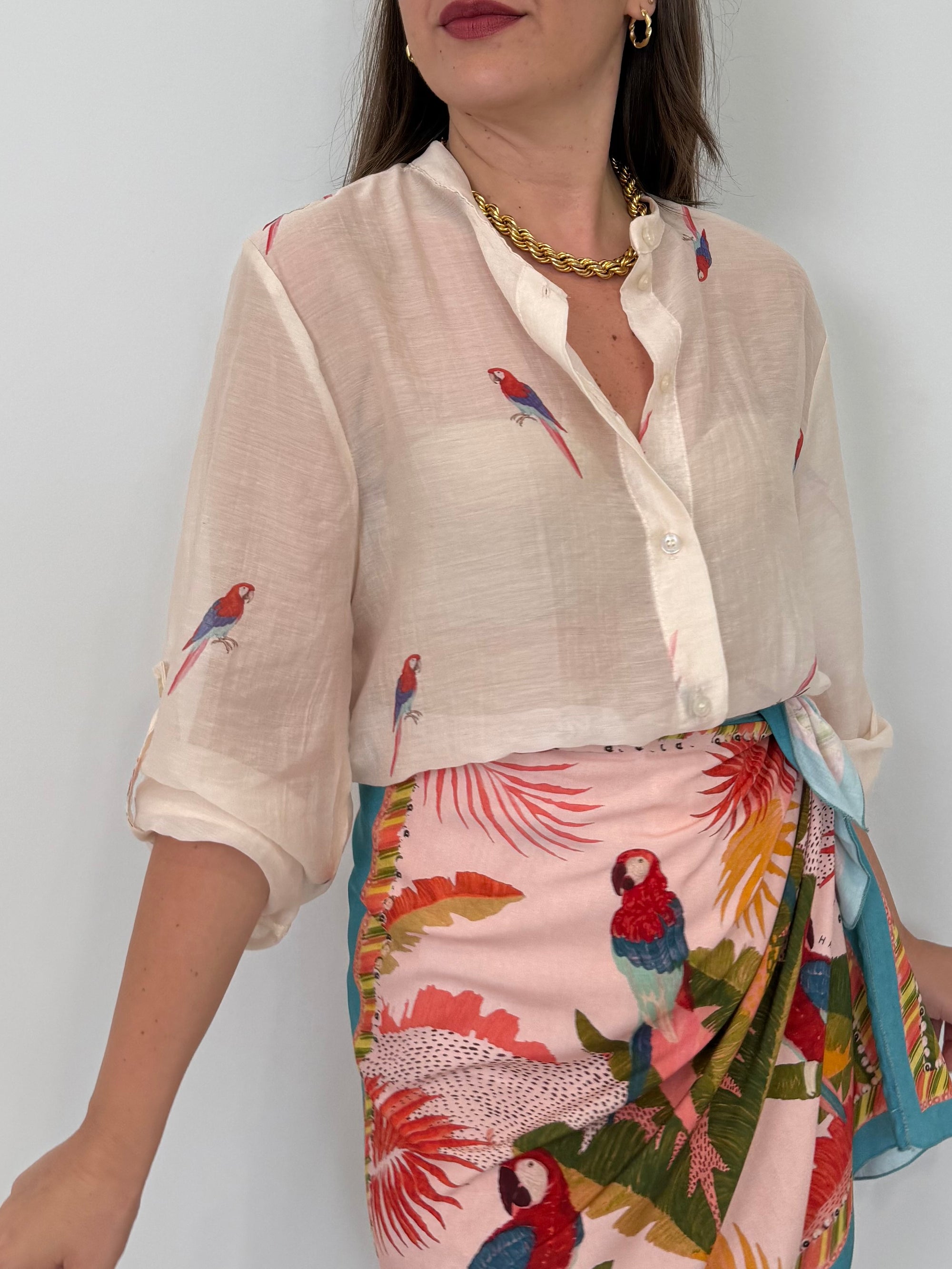 Haveone - Camicia con pappagalli