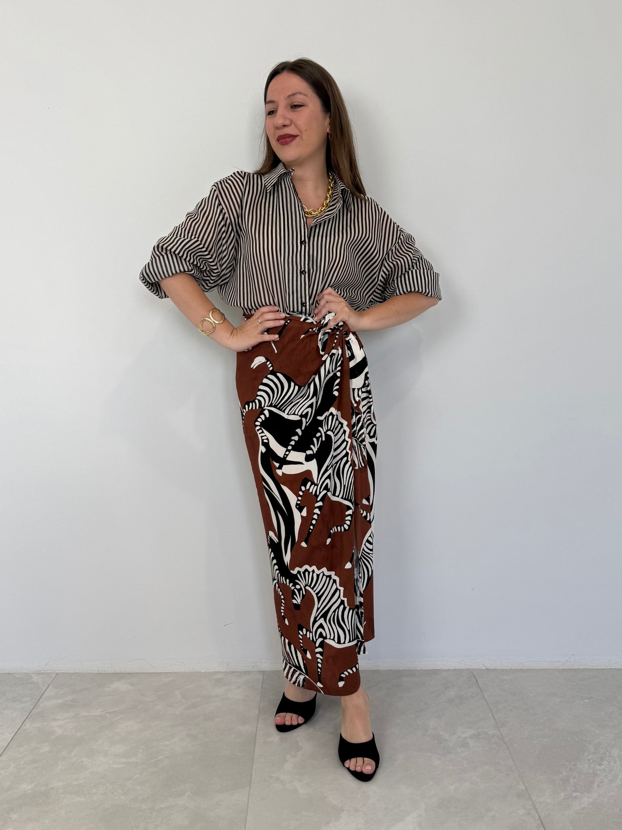Tensione In - Gonna pareo lunga con zebre