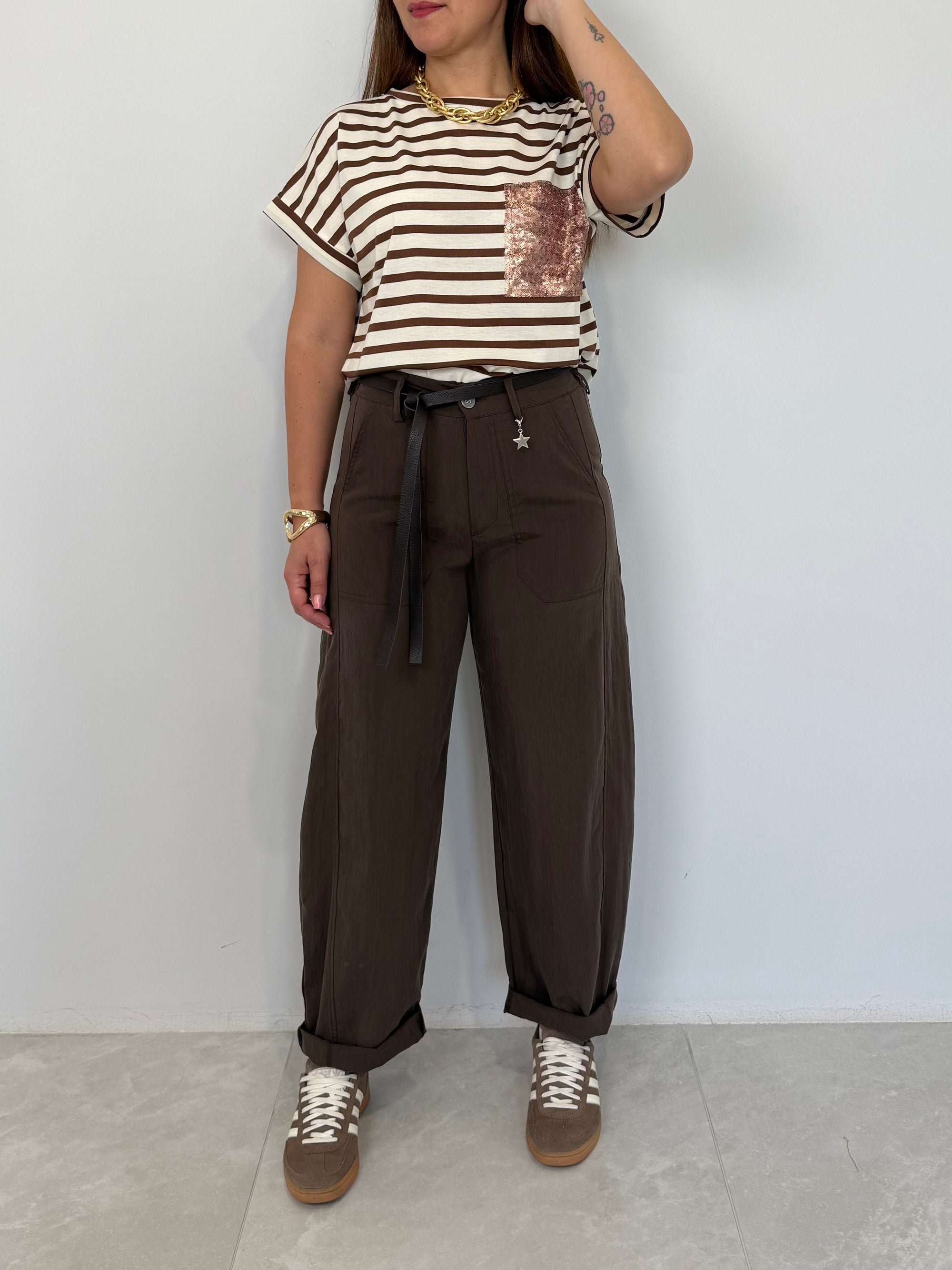 SusyMix - Pantalone stellina paracudete moro