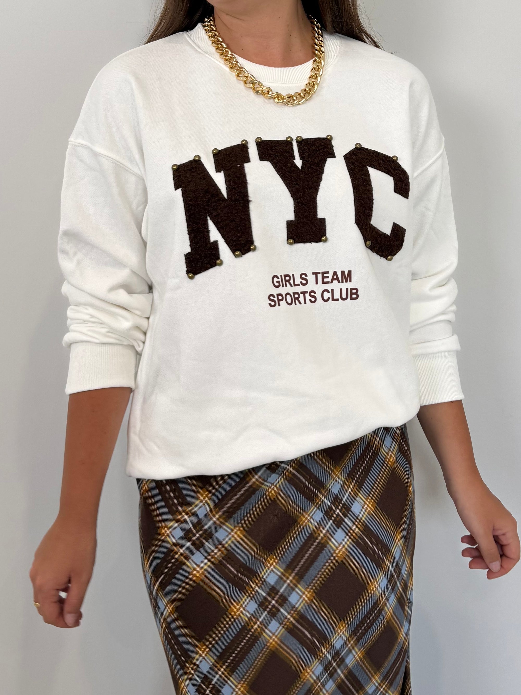 Civico23 - Felpa bianca New York moro