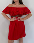 Kontatto - Abito shiffer con balze rosso
