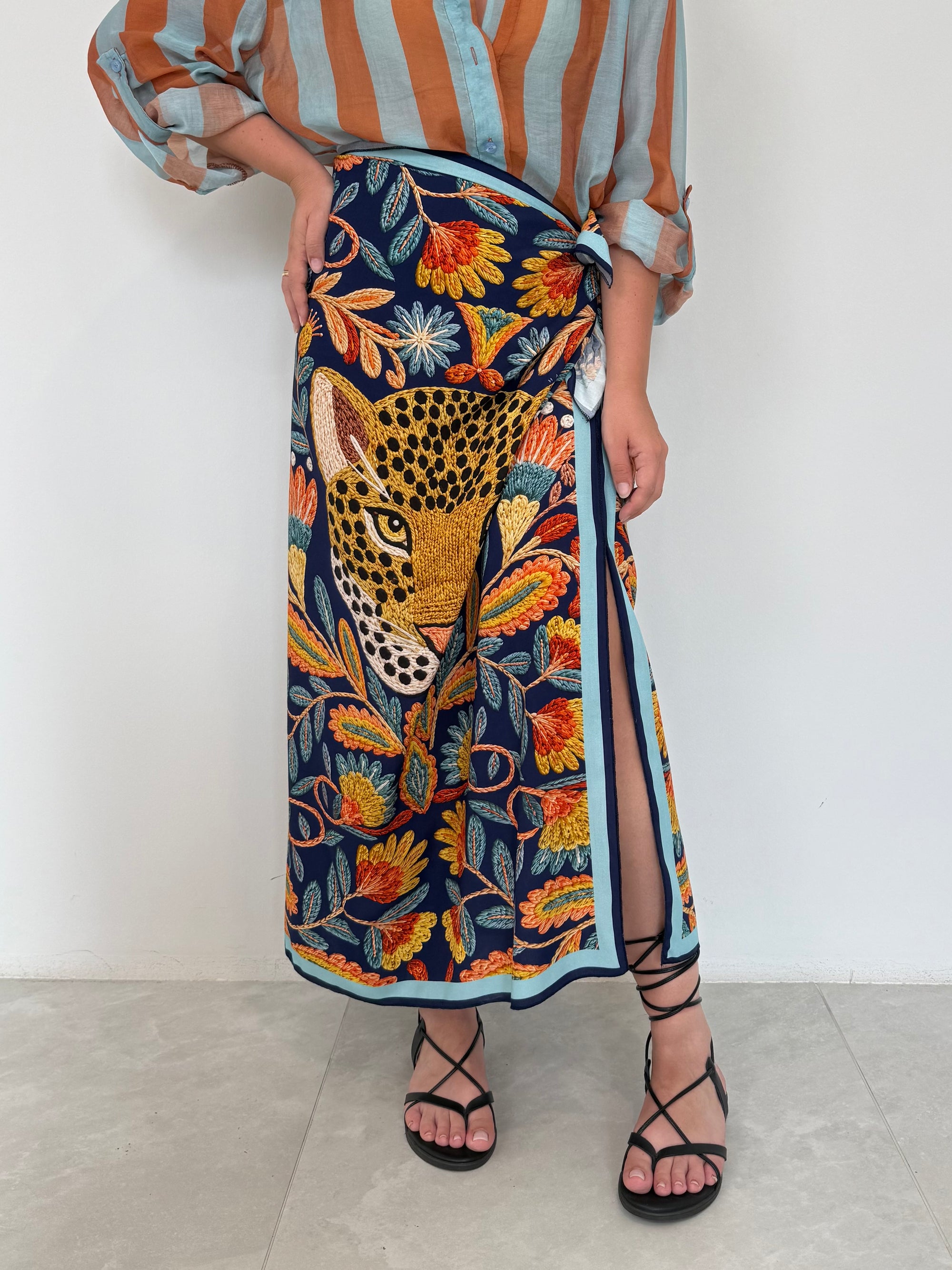Haveone - Gonna pareo lunga ghepardo blu