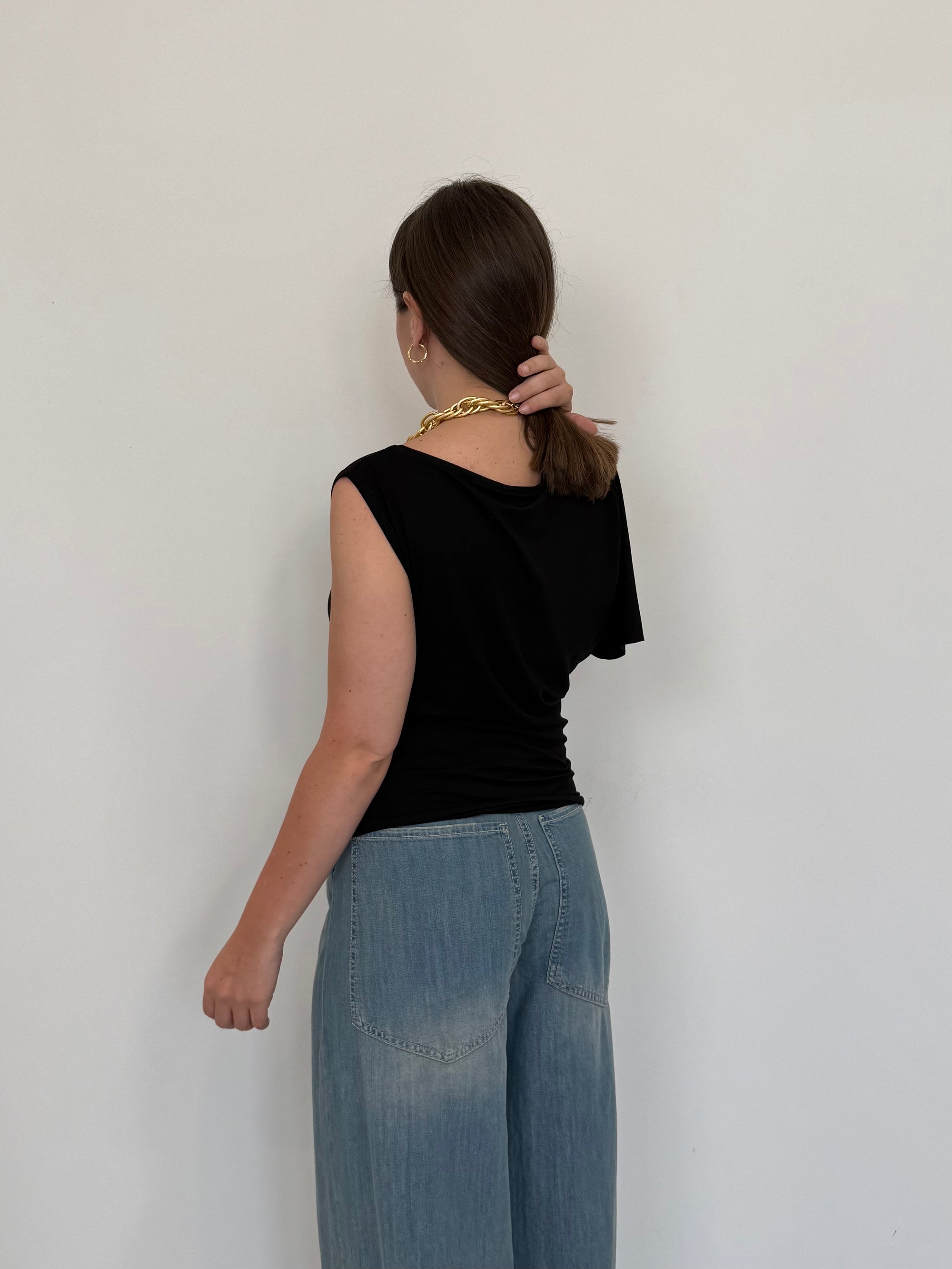 SusyMix - Maglia monospalla nera