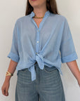 Haveone - Camicia in mussola di cotone celeste