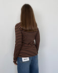 SusyMix - Maglia righe slim tabacco nera