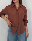 Tensione In - Camicia in cotone tabacco