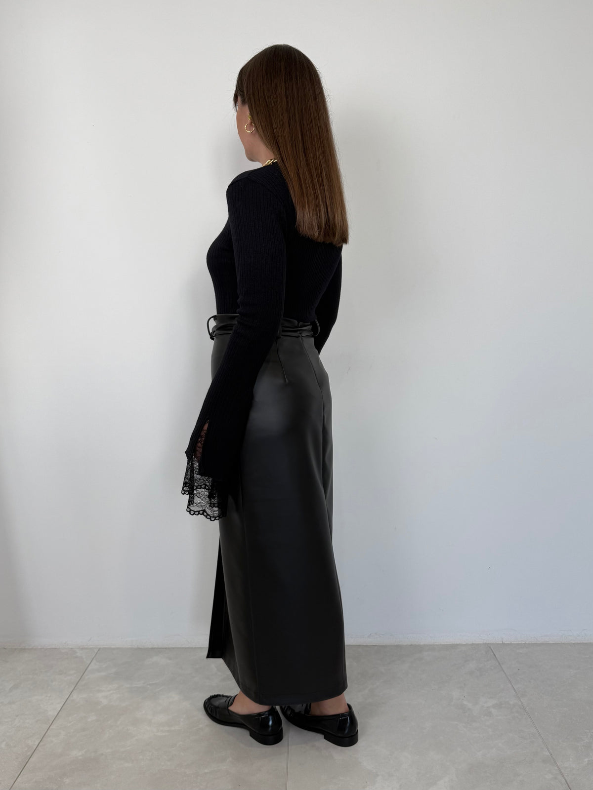 Haveone - Gonna ecopelle con spacco nera
