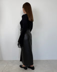 Haveone - Gonna ecopelle con spacco nera