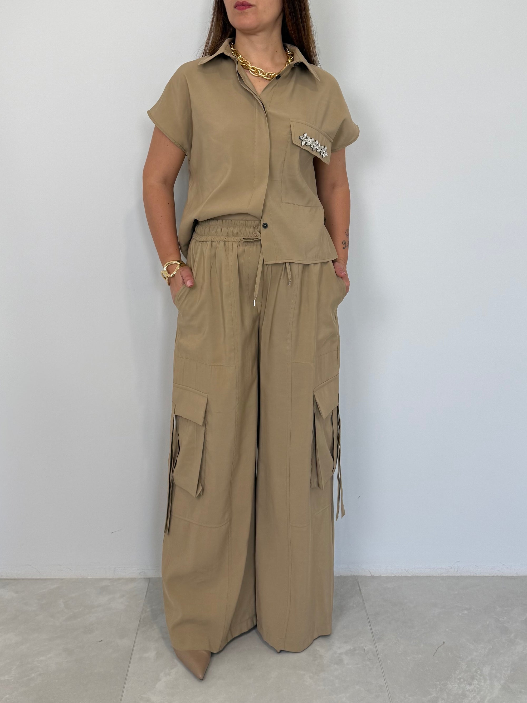 Tensione In - Pantalone cupro cargo