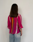 Haveone - Camicia righe asimmetriche fuxia