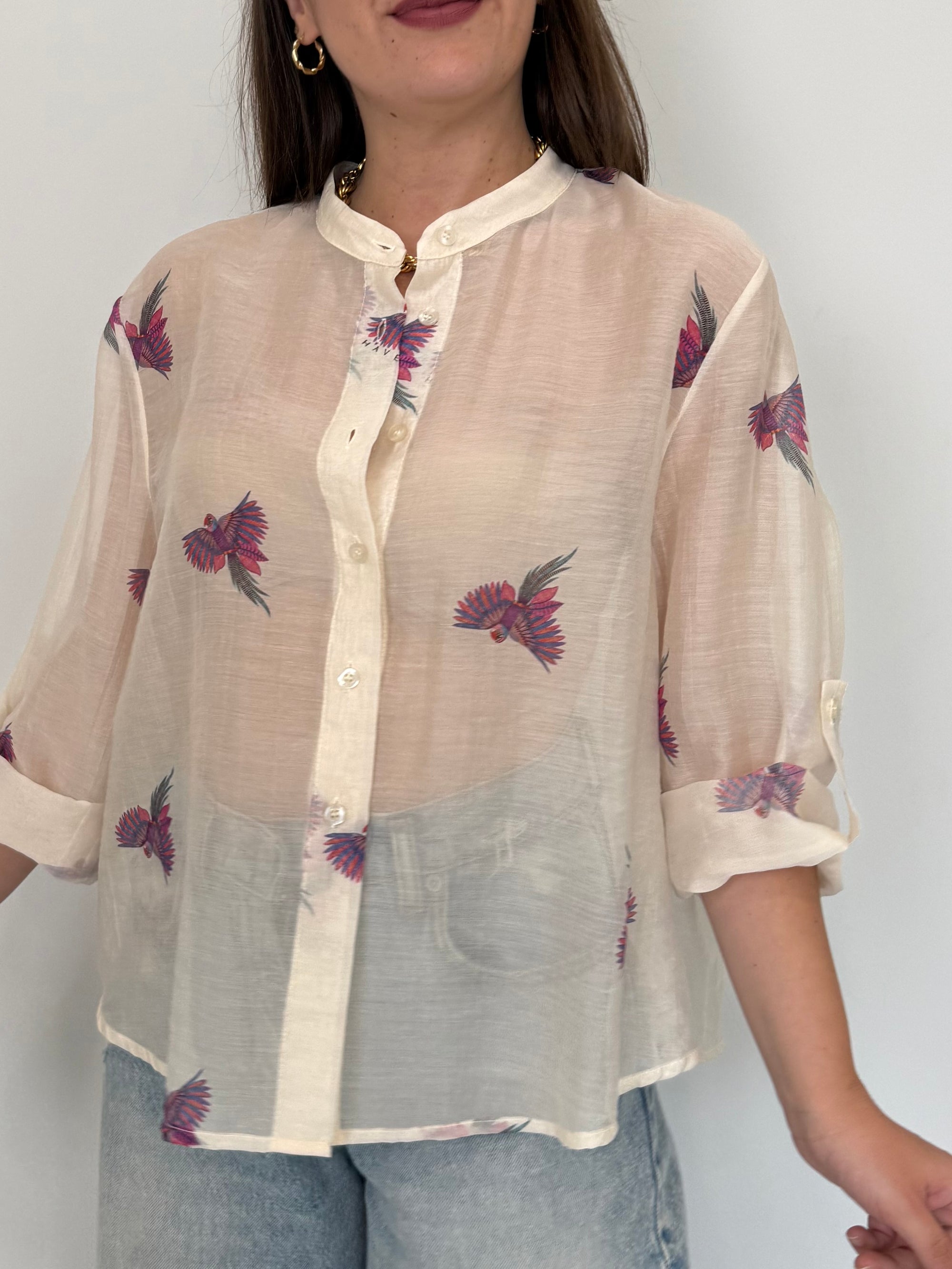 Haveone - Camicia pappagalli fuxia