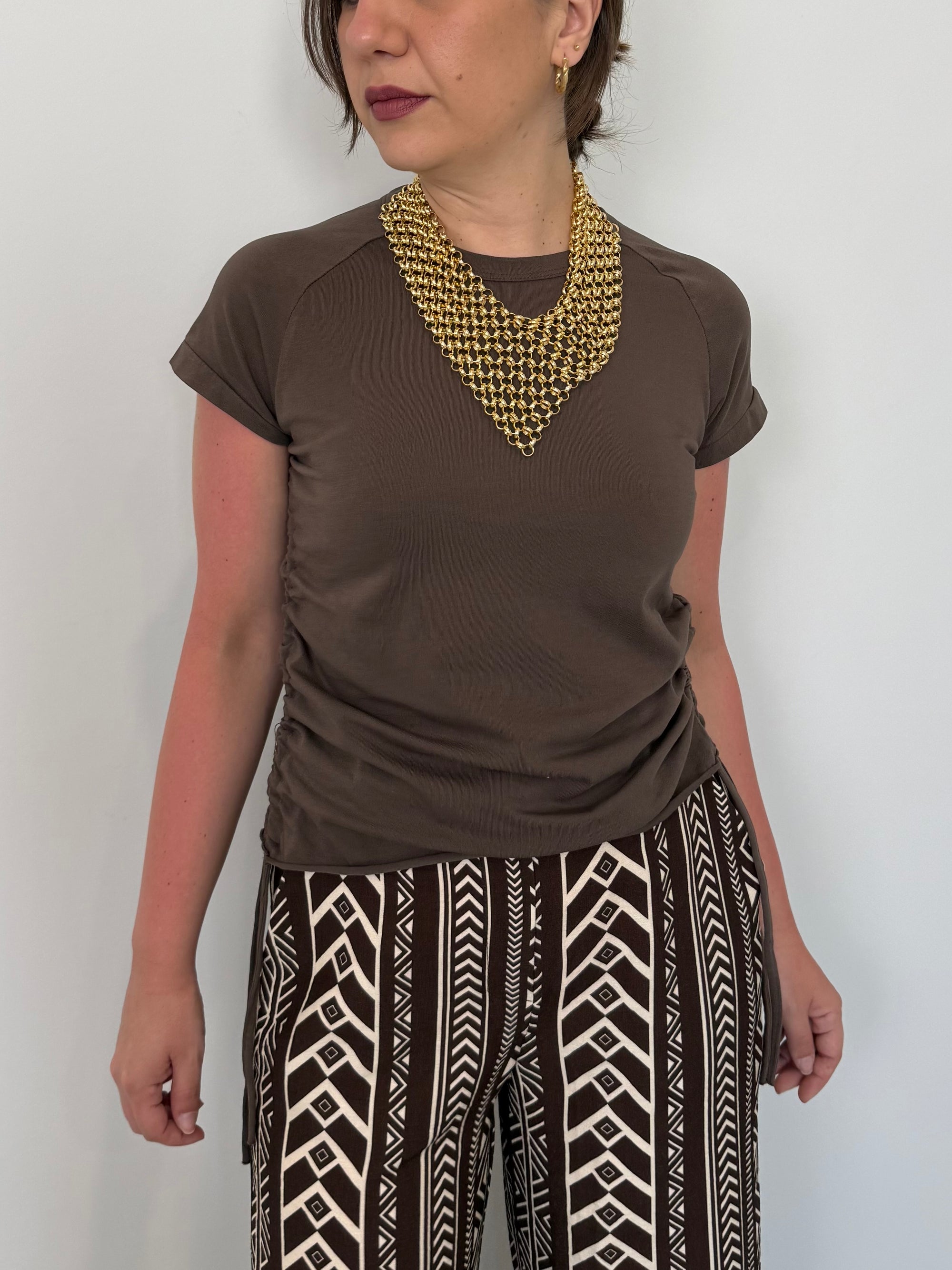 Haveone - T-shirt con lacci moro
