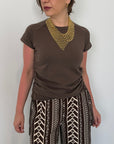 Haveone - T-shirt con lacci moro