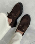 Mocassino in suede moro