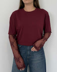 Dixie - Maglia con maniche in pizzo bordeaux