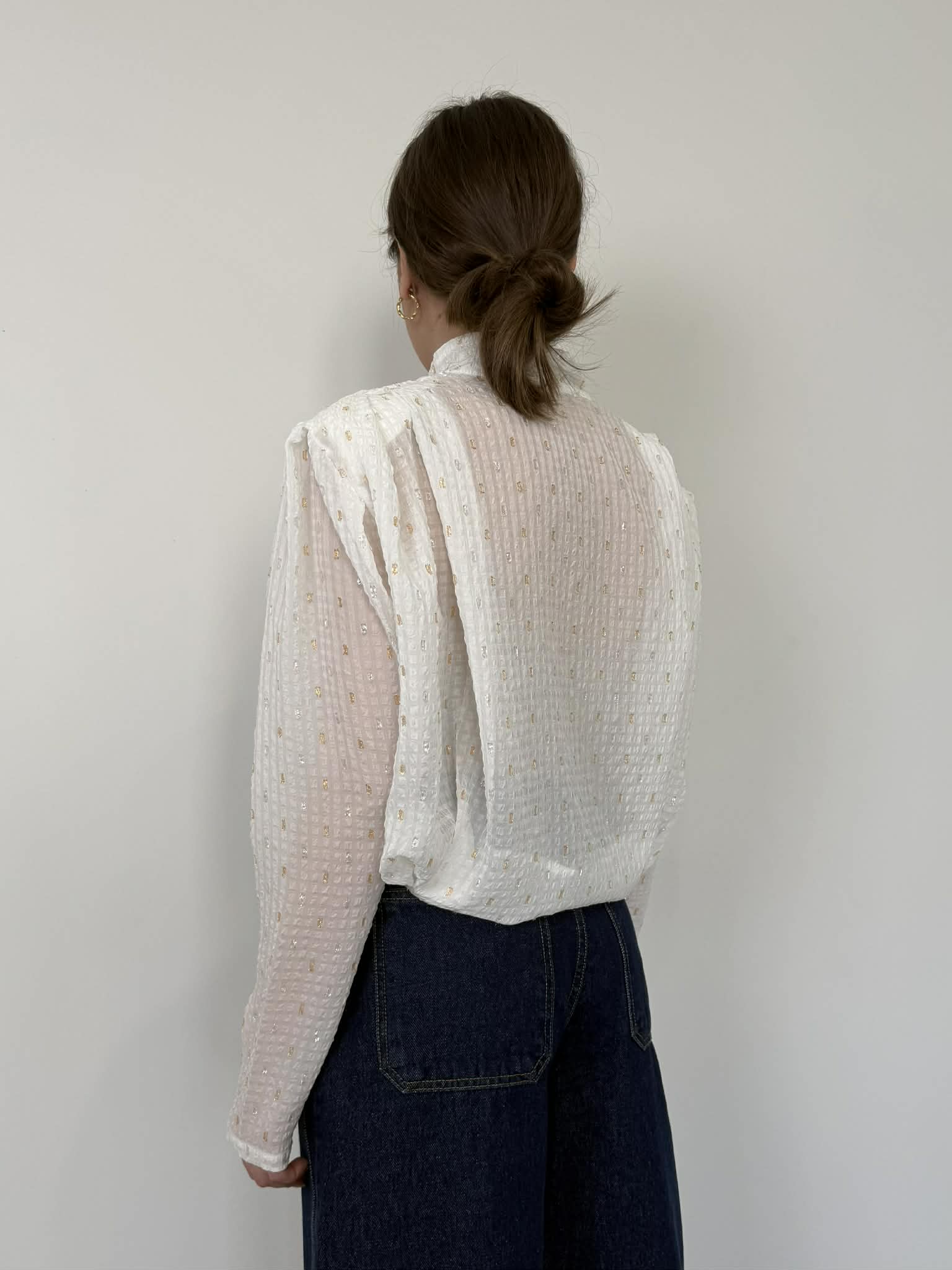 Haveone - Blusa bianca con dettagli lurex
