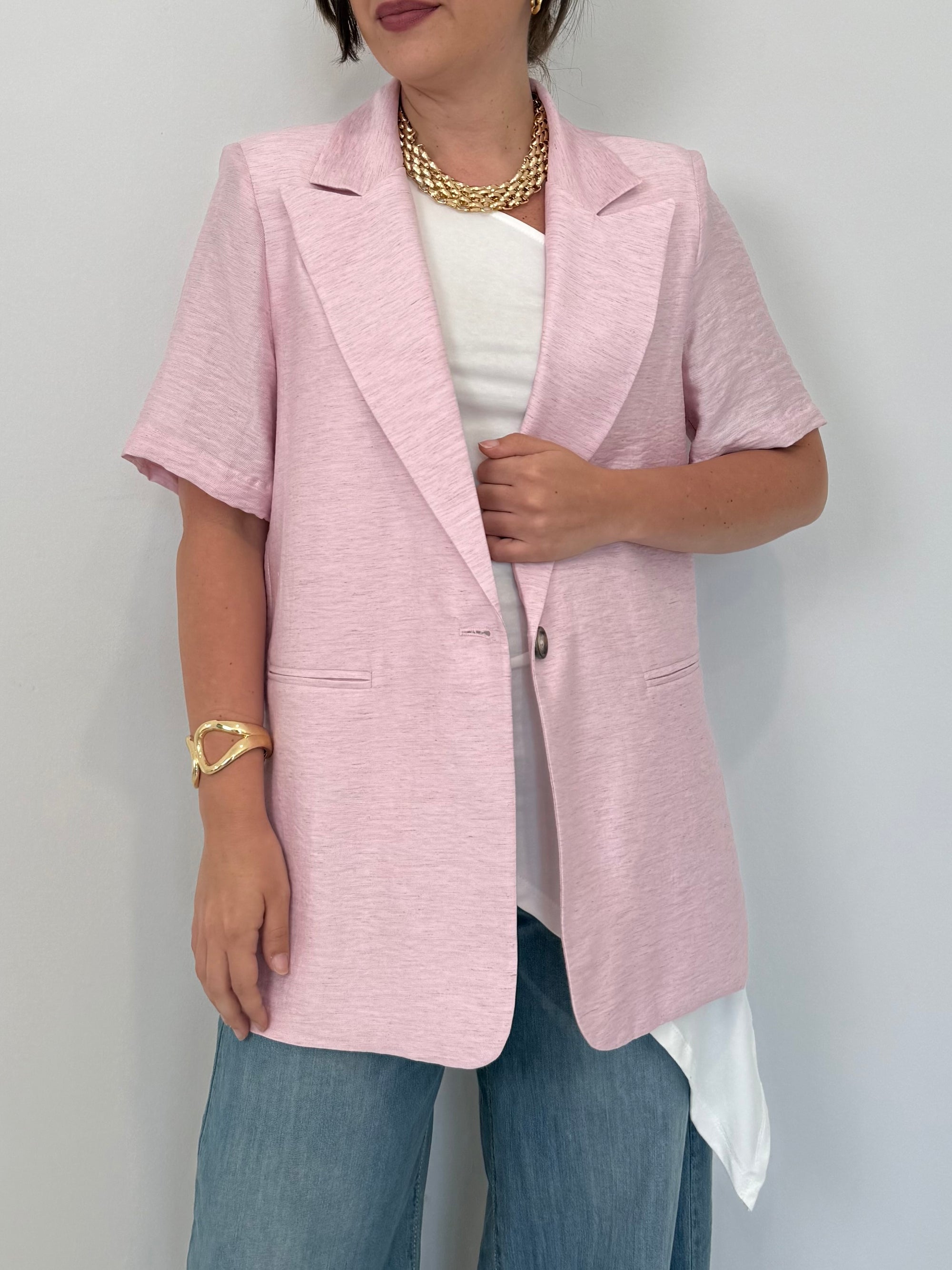 Haveone - Giacca mezza manica easy rosa