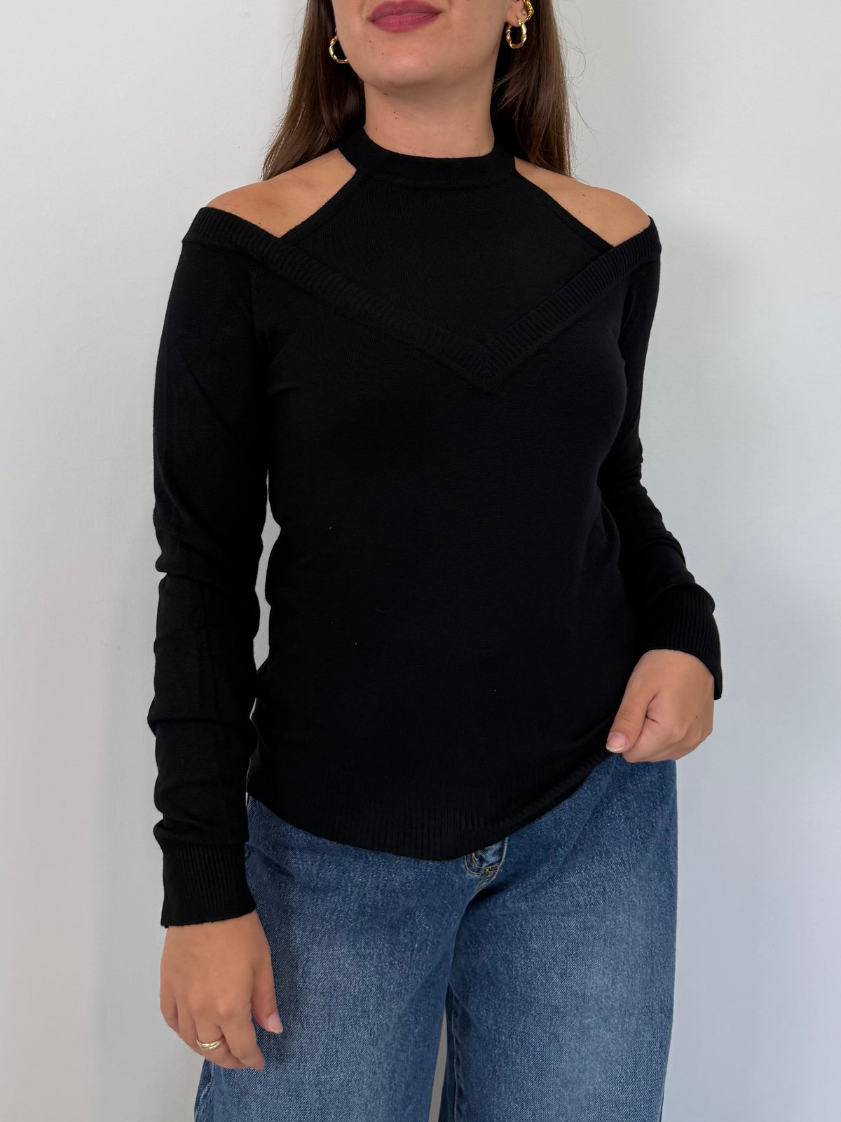 SusyMix - Maglioncino cutout nero