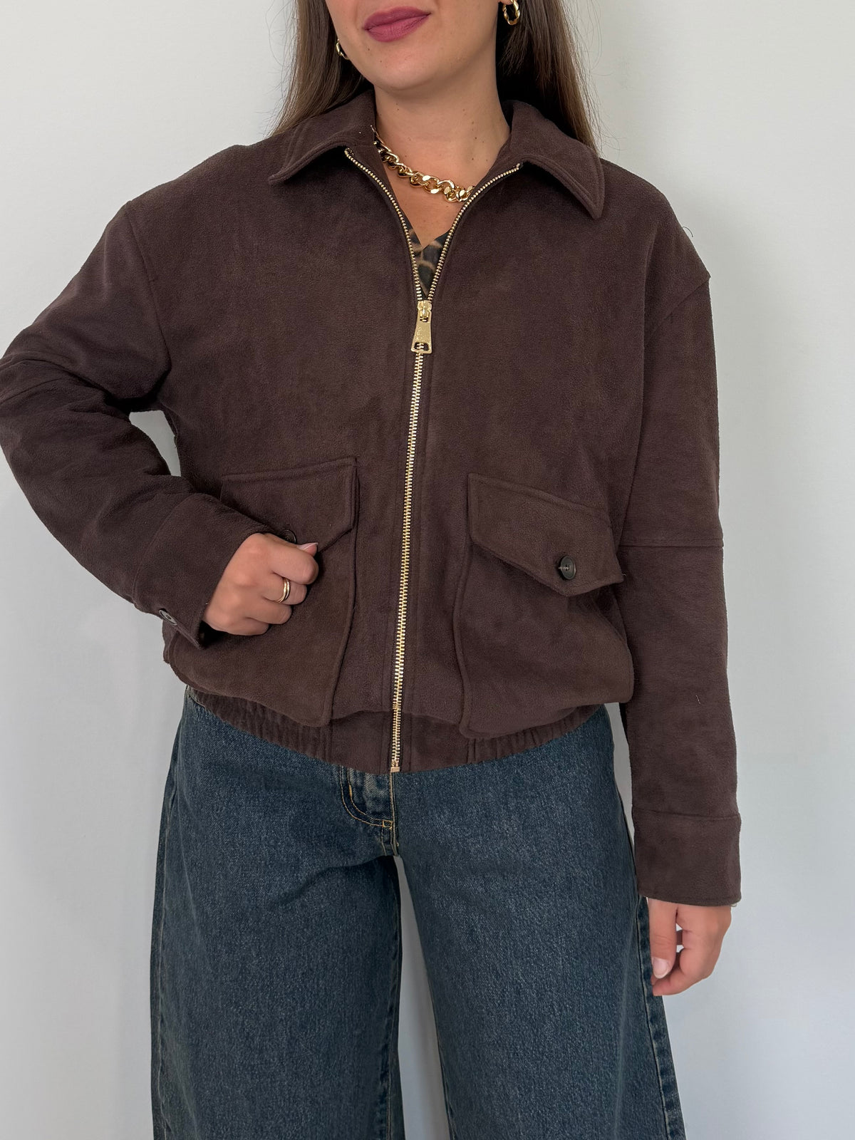 Haveone - Bomber in suede moro
