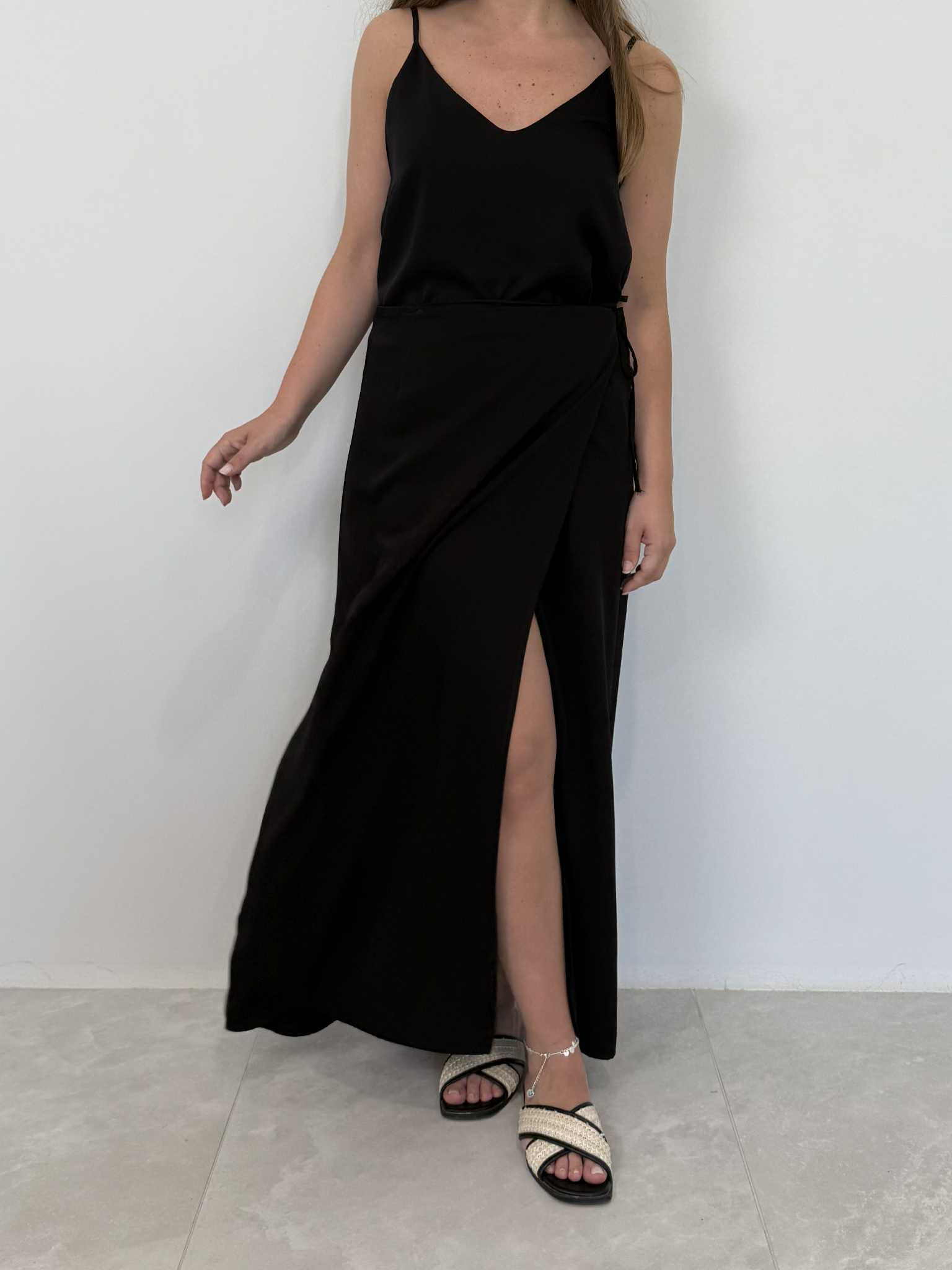 Haveone - Gonna pareo lunga tinta unita nero