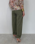 SusyMix - Pantalone con stellina in cotone verde