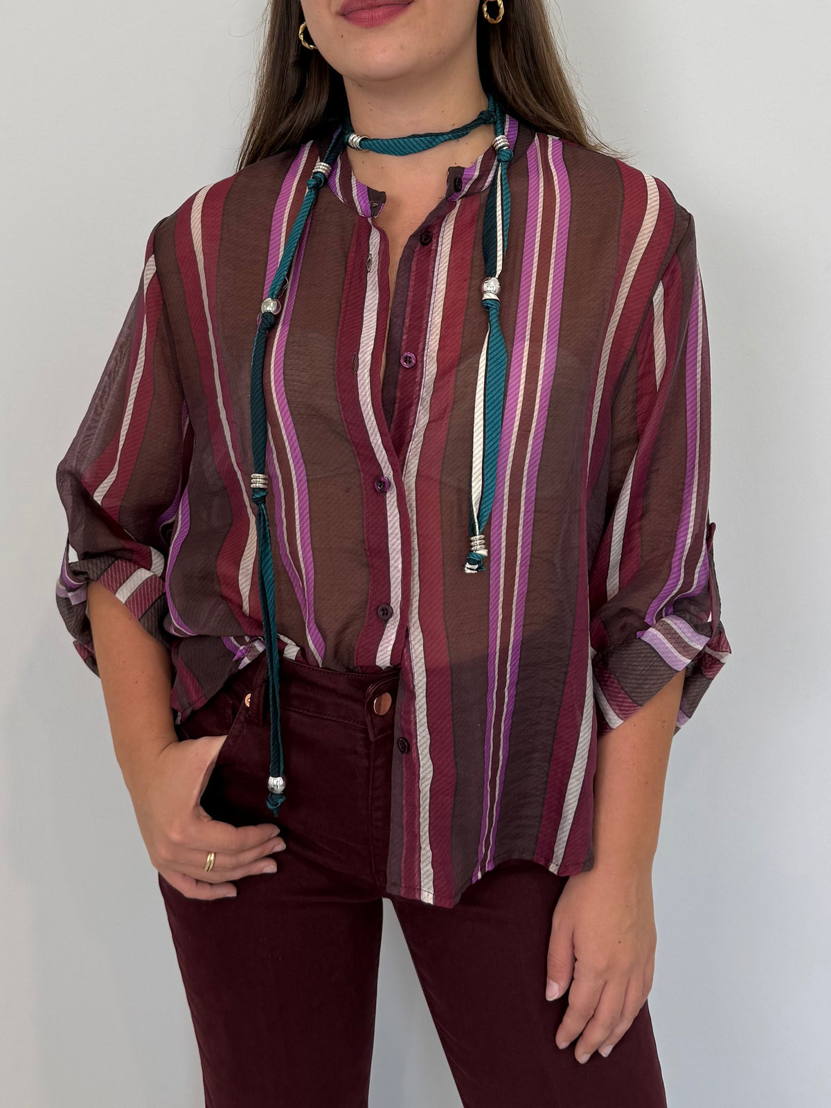 Haveone - Camicia millerighe con collana