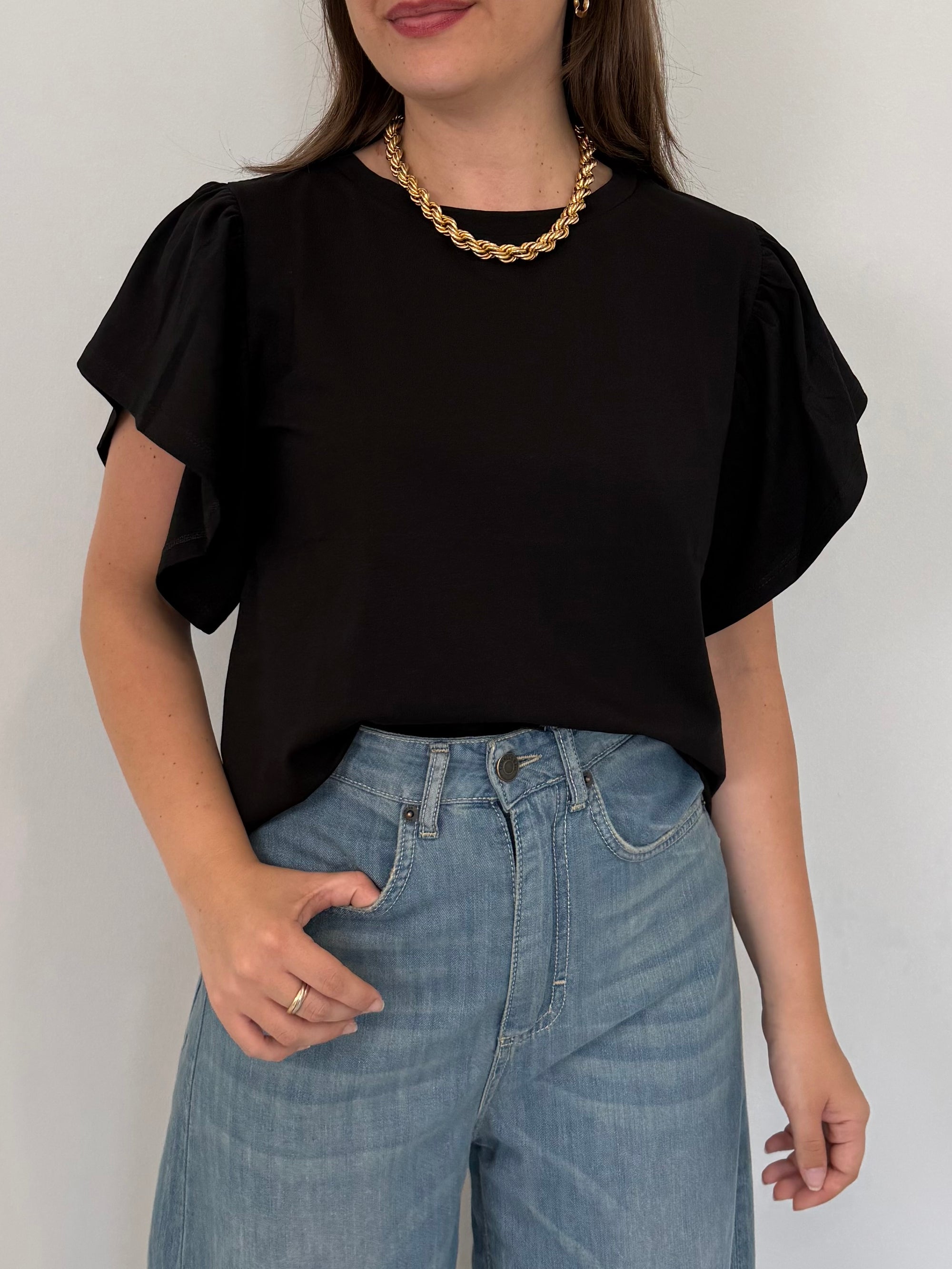 SusyMix - T-shirt con balzine nera