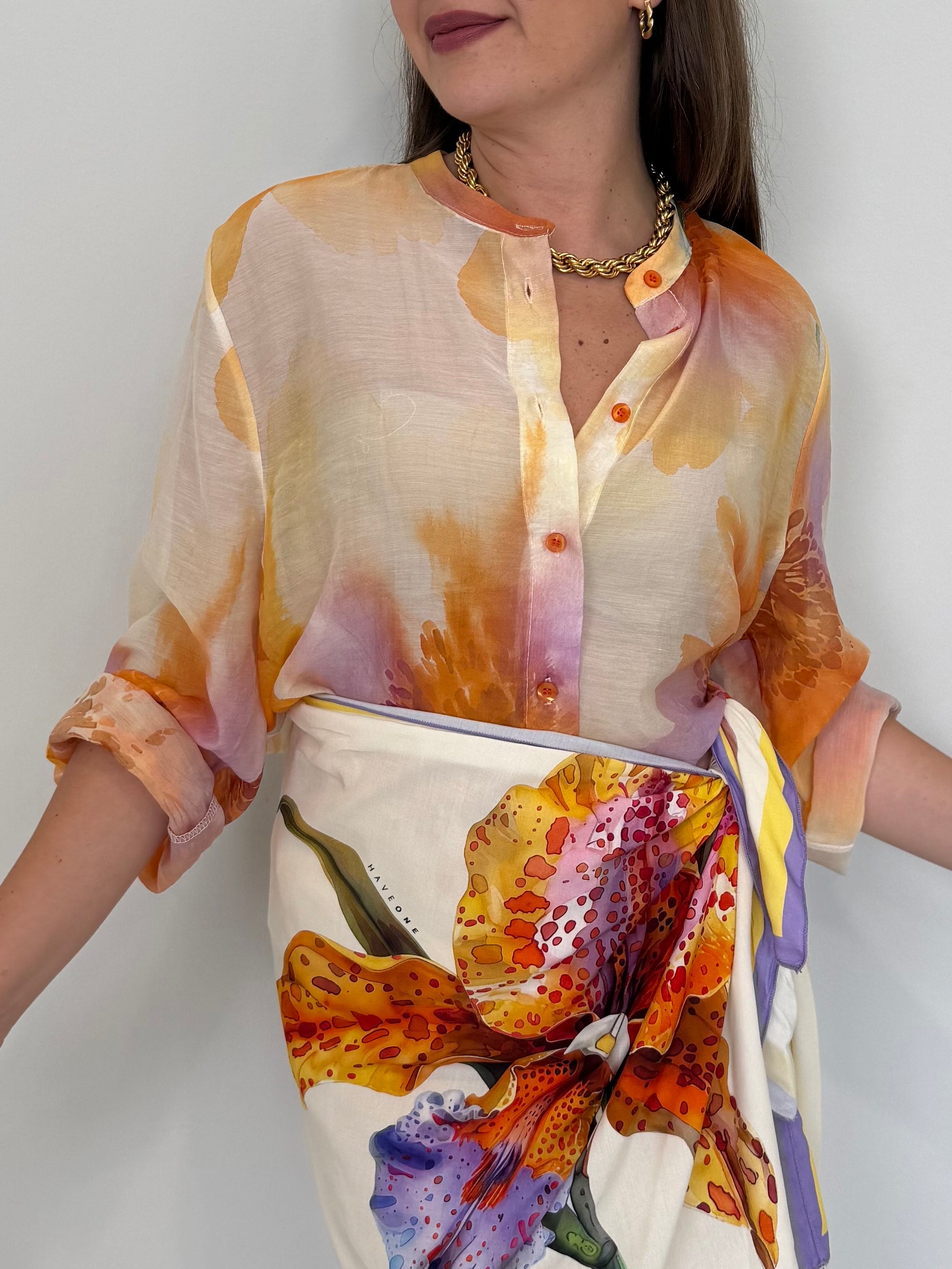 Haveone - Camicia acquerello arancio