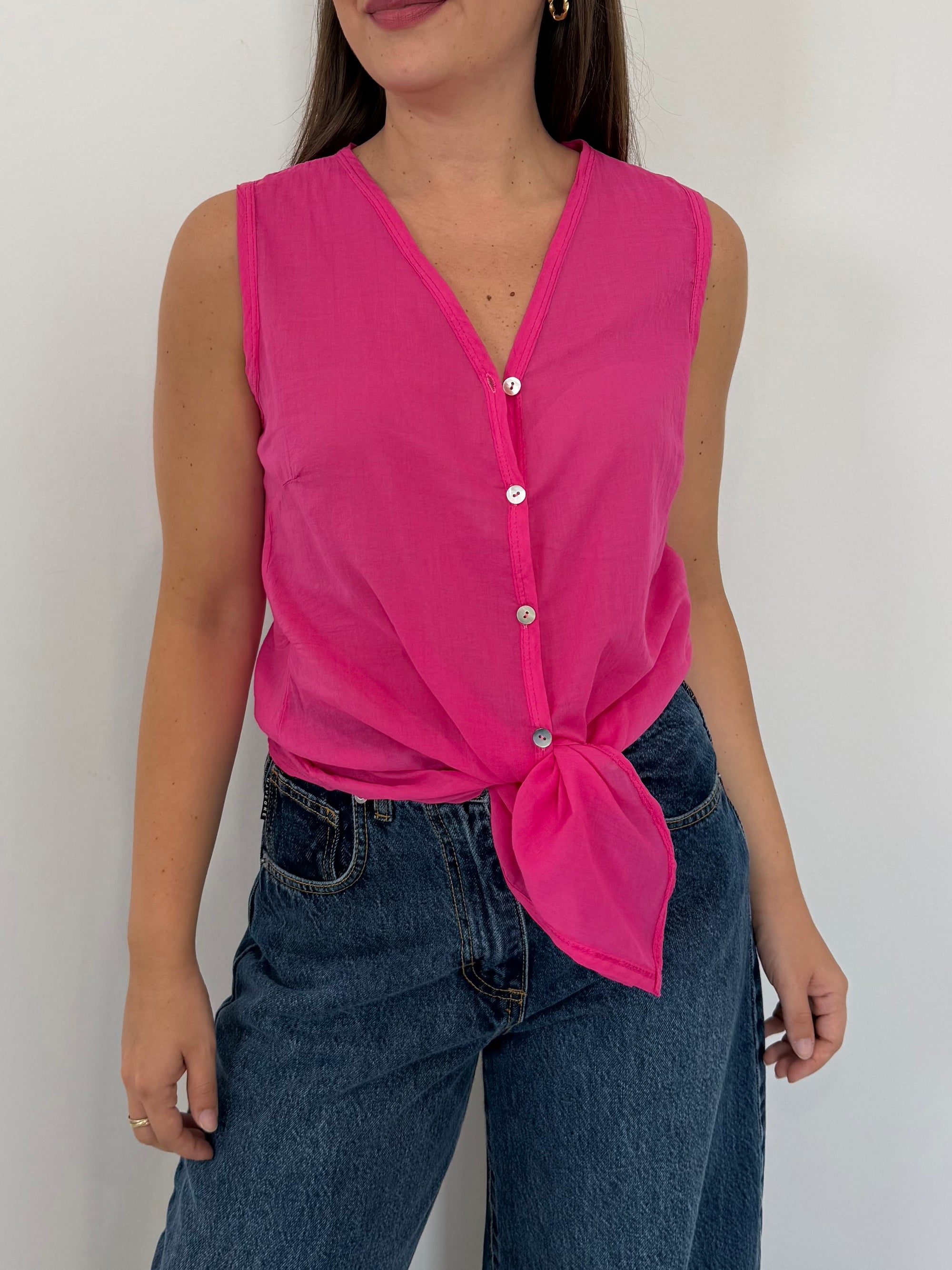 Tensione In - Camicia smanicate fuxia