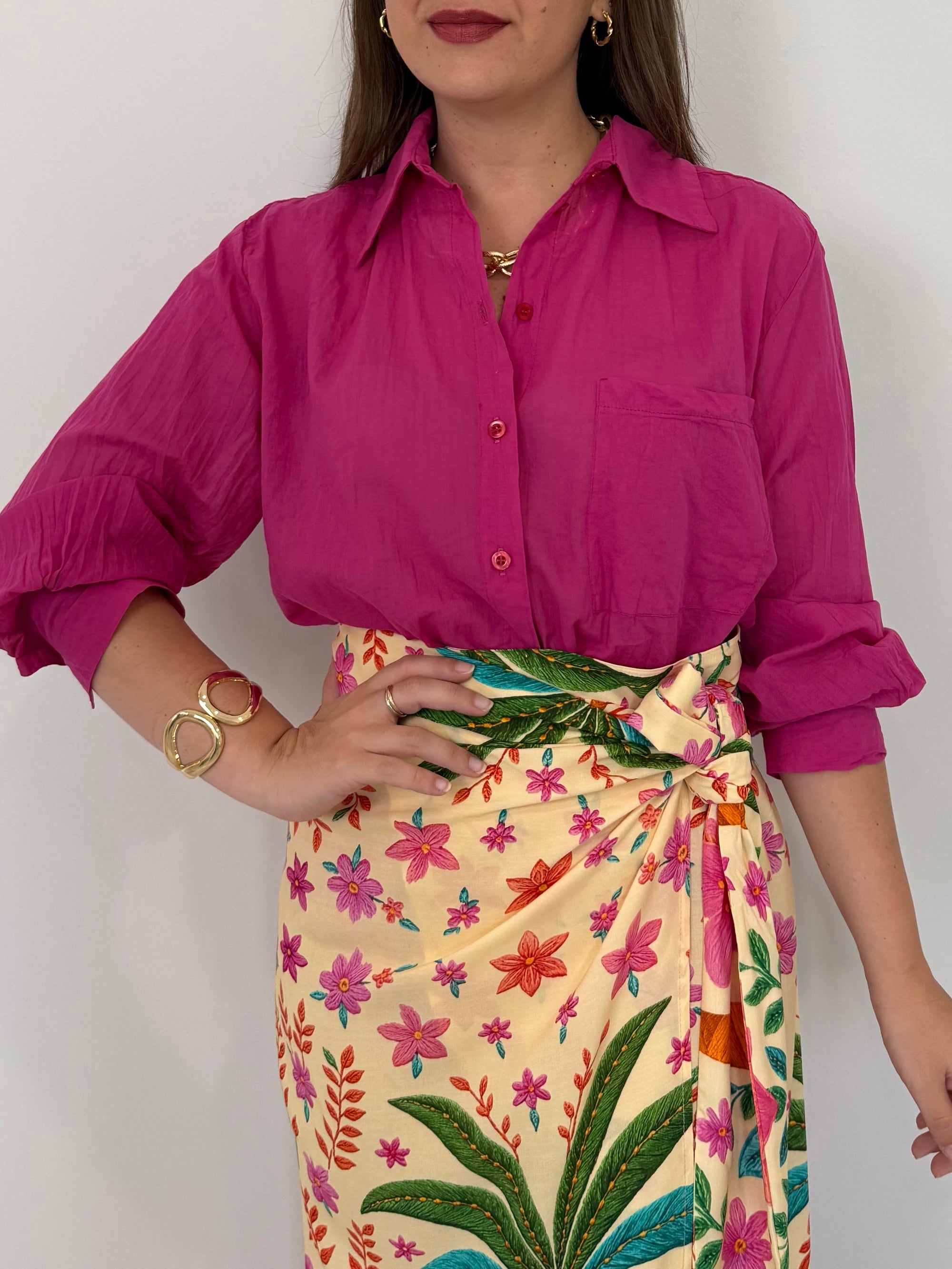 Tensione In - Camicia in cotone fuxia