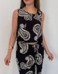 SusyMix - Canotta crop paisley nera